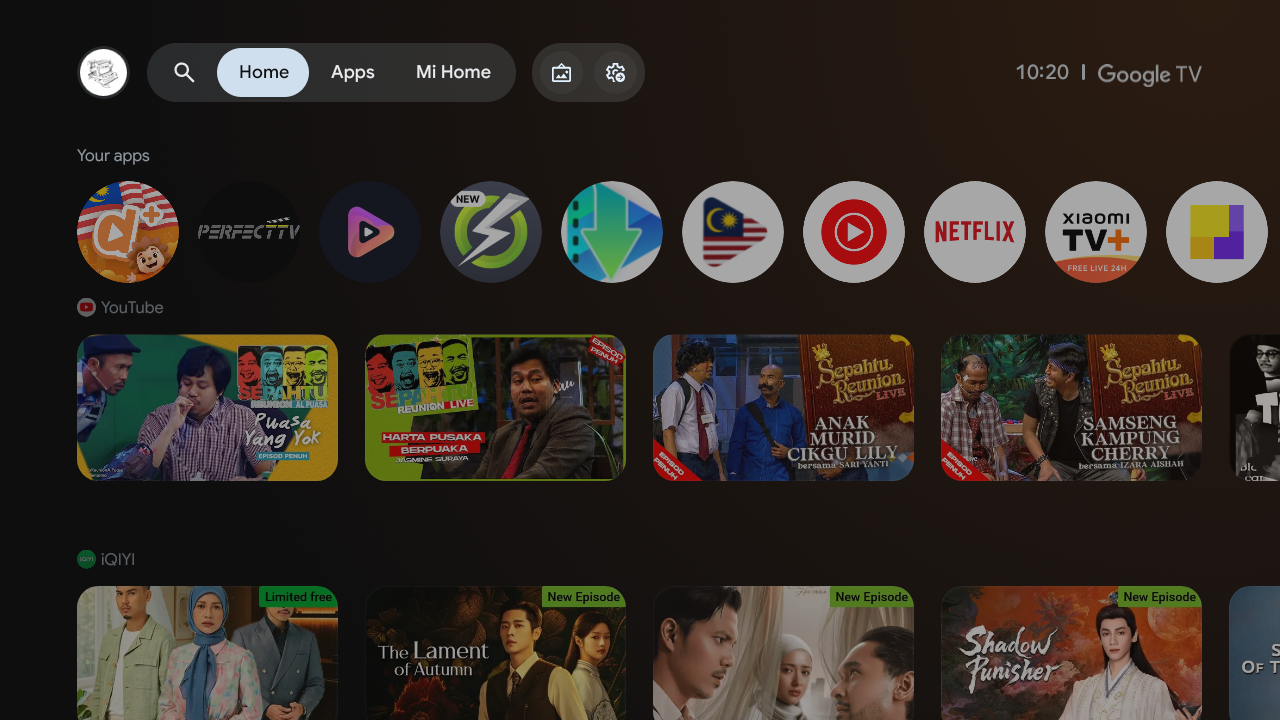 The stock Google TV home: sponsored rows and content we never asked for